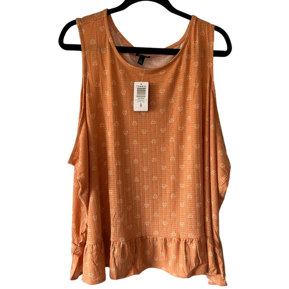torrid Tops - Torrid Women's Plus Size Peach Textured High Neck Crop Tank Top - Size 4 - NWT